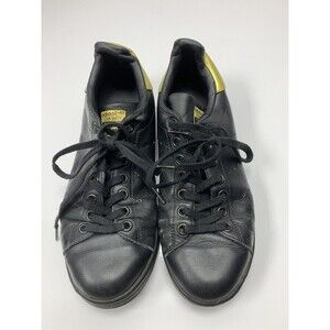 Adidas Stan Smith Classic Sneakers Shoes Black Gold US 5.5 Mens Used. Read Desc.